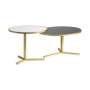 Coffe table - Tavolino da salotto in ferro e cristallo color oro in stile art dèco, dimensione 120 x 70 x 50 cm.