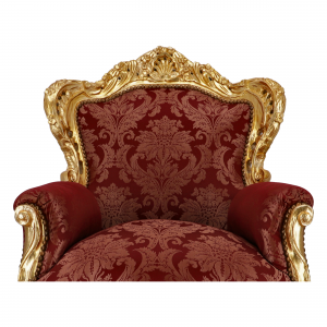 Poltrona Barok Oro Tessuto Damascato Rosso con Gemme 