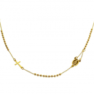 Collana Rosario acciaio sfere 6 mm uomo o donna oro