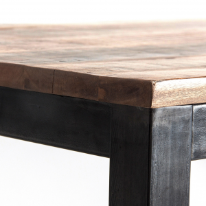 Gaffney - Tavolo in legno di mango e ferro colore naturale in stile industrial, dimensione 188 x 93 x 78 cm.