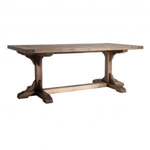 Getbo - Tavolo da pranzo in legno massello di pino colore naturale in stile classico, dimensione 200 x 100 x 76 cm.