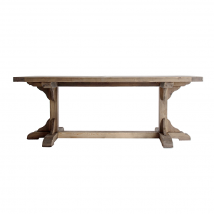 Getbo - Tavolo da pranzo in legno di pino, colore naturale in stile classico, dimensione 250 x 100 x 75 cm.