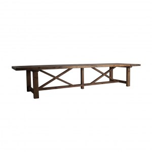 Utah - Tavolo di grandi dimensioni in legno massello di pino, colore naturale invecchiato in stile classico, dimensione 400 x 120 x 76,5 cm.