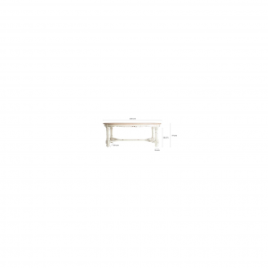 Denber - Tavolo da pranzo ovale in legno di pino, colore naturale e bianco decapato invecchiato stile in shabby chic, dimensioni 200 x 100 x 77 cm.