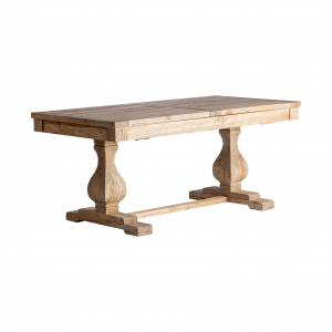 Berca - Tavolo da pranzo allungabile in legno di olmo, colore naturale in stile coloniale, dimensione 160 x 80 x 78 cm.