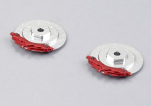 caliper brake disc CNC alloy silver/red (2pcs.) for 1/10