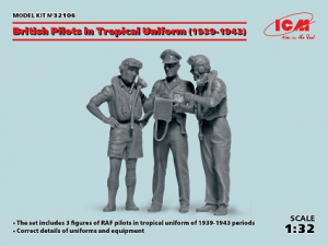 1/32 British Pilots in Tropical Uniform (1939-1943) (3 figures) (100% new molds)