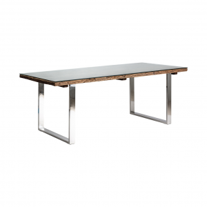 Dren - Tavolo in legno di acacia e ferro, colore naturale e argento in stile contemporaneo, dimensioni 210 x 100 x 76 cm.