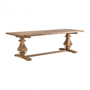Abo - Tavolo in legno di pino colore naturale invecchiato in stile classico, dimensioni 250 x 100 x 78 cm.