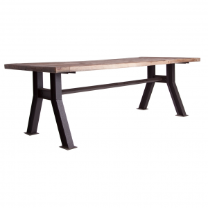 Pinsk - Tavolo in legno di pino e ferro, colore naturale invecchiato in stile industrial, dimensioni 240 x 100 x 78 cm.