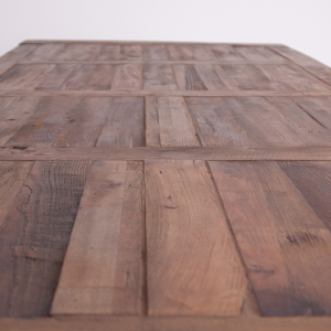 Pinsk - Tavolo in legno di pino e ferro colore naturale invecchiato in stile industrial, dimensioni 280 x 100 x 78 cm.