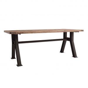 Pinsk - Tavolo in legno di pino e ferro, colore naturale invecchiato in stile industrial, dimensioni 200 x 100 x 78 cm.