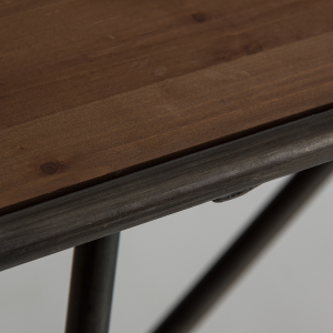 Blesa - Tavolo in legno di olmo e ferro color naturale in stile industrial, dimensione 199 x 80 x 76 cm.