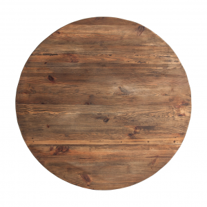 Tanzania - Tavolo rotondo in legno di pino colore naturale invecchiato in stile rustico, dimensioni 120 x 120 x 83 cm.