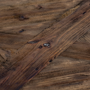 Lavik - Tavolo rotondo in legno di pino, colore naturale invecchiato stile industrial, dimensione 120 x 120 x 80 cm.