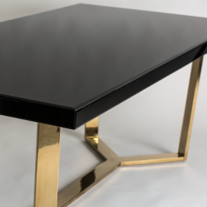 Oliwa - Tavolo in acciaio e mdf, colore nero e oro stile art dèco, dimensione 200 x 100 x 77 cm.