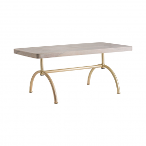Lure - Tavolo in legno di mango e ferro, colore bianco e oro in stile art dèco, dimensione 180 x 90 x 77 cm.