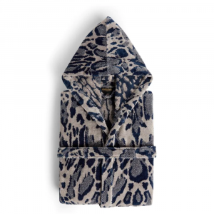 Roberto Cavalli blue LINX unisex terry bathrobe with hood