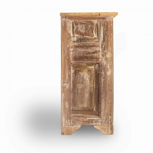 Comodino in legno di teak con antina recuperata vecchia finestra 
