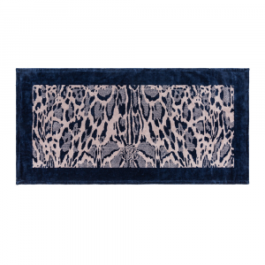 Roberto Cavalli Linx anti-slip bath mat in blue cotton terry