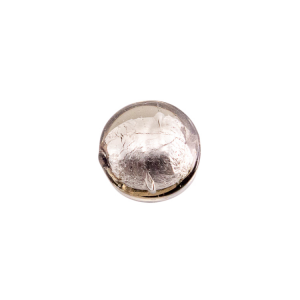 Perla di Murano schissa Sommersa Ø14. Vetro grigio e foglia argento. Foro passante.