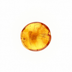 Murano pearl schissa Sommersa Ø22. Topaz glass, gold leaf. Through hole.