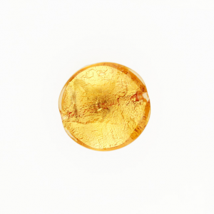 Submerged Murano bead schissa Ø22. Amber glass, gold leaf. Through hole.