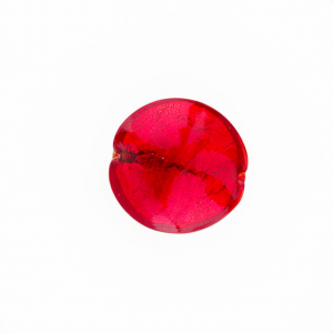 Perla di Murano schissa Sommersa Ø22. Vetro rosso, foglia oro. Foro passante.