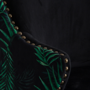 Crosia - Poltrona in tessuto colore nero con retro stampato stile contemporaneo, dimensioni 65 x 70 x 83 cm.