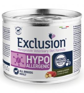 Exclusion - Veterinary Diet Canine - Hypoallergenic - Cavallo e Patate - 200g x 12 lattine