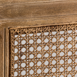 Nargis - Testiera letto singolo in legno di mango color sabbia stile provenzale, dimensioni 110 x 5 x 122 cm.