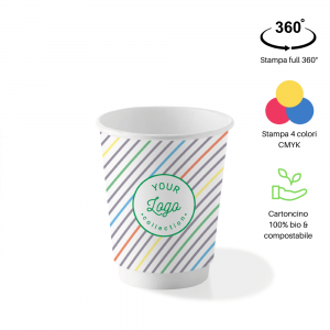 Bicchieri personalizzati biodegradabili cartoncino doppio strato 240ml 