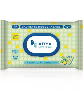 Arya - Salviette detergenti Biodegradabili - 3 confezioni da 30 pezzi