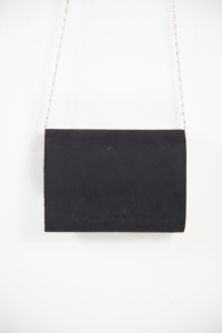Black suede evening bag