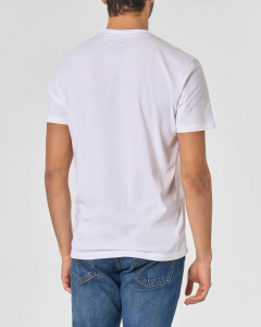 T-shirt bianca mezza manica con logo scudetto piccolo