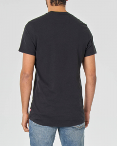 T-shirt nera mezza manica con logo bollo gommato
