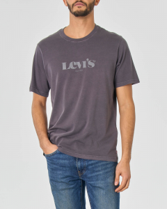 T-shirt grigia mezza manica con logo stampato sul petto