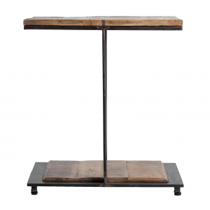Gaffney - Tavolino in legno di mango struttura in ferro colore naturale stile industrial, dimensioni 55 x 55 x 60 cm.