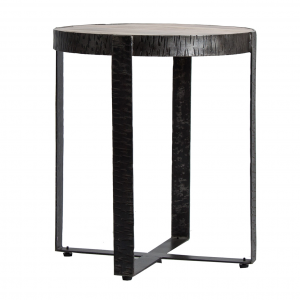 Gaffney - Tavolino in legno di mango struttura in ferro colore naturale stile industrial, dimensioni 51 x 51 x 59 cm.