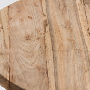 Taskent - Set 2 Tavolini in legno tropicale colore naturale invecchiato stile etnico, dimensioni 60 x 60 x 64 cm. - 50 x 50 x 50 cm.