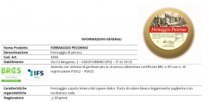 Pecorino Fresco - 450/900/1800gr