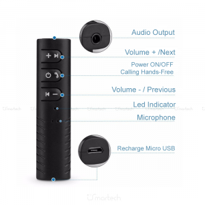 Ricevitore Bluetooth Senza Fili Vivavoce Smart Tv Musica Audio Aux Jack 3.5mm