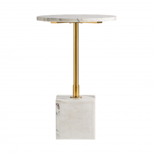 Babolna - Tavolino in acciaio con base e top in marmo color oro stile art déco, dimensioni 40 x 40 x 61 cm.