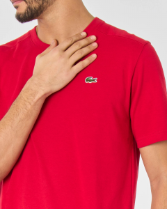 T-shirt rossa mezza manica con logo coccodrillo ricamato