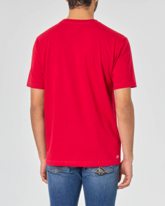 T-shirt rossa mezza manica con logo coccodrillo ricamato