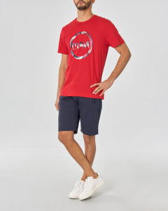 T-shirt rossa mezza manica con logo bollo riflettente stampato