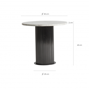 Coen - Tavolino in acciaio colore nero stile contemporaneo, dimensioni 50 x 50 x 45 cm.
