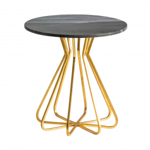 Brienz - Tavolino in ferro top in marmo color oro stile art déco, dimensioni 46 x 46 x 48 cm.
