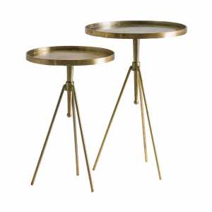Lure - Set tavolini in ferro color oro invecchiato stile art déco, dimensioni 46 x 46 x 66 cm. - 38 x 38 x 58 cm.