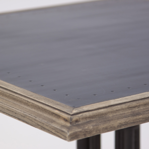 Buckie - Tavolo bar in legno di olmo con base in ferro colore nero stile vintage, dimensioni 80 x 80 x 77 cm.